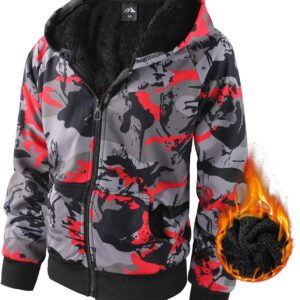 Boy’s Zip Up Hoodie Heavyweight Winter Sweatshirt Fleece Sherpa Lined Warm Jacket