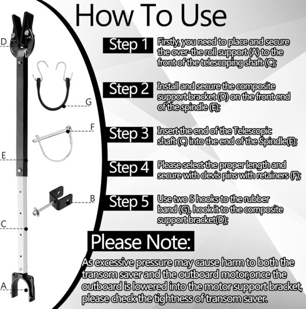 Gisafai SP-400-RB Adjustable Transom Saver from 23 to 35 Inches Boat Motor Transom…