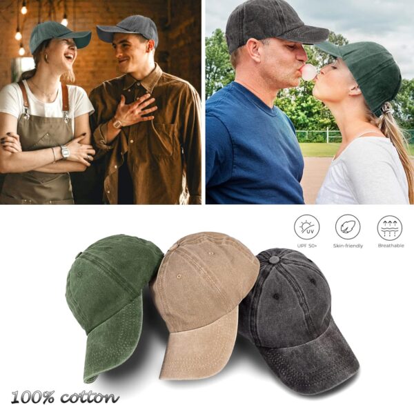 3 Pack Washed Plain Vintage Baseball Cap Cotton Adjustable Twill Bulk Low Profile…
