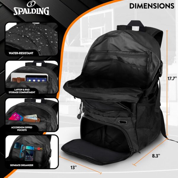 Spalding Basketball Backpack – Black Sports Bag with Ball & Shoe…