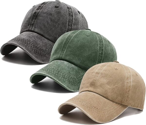 3 Pack Washed Plain Vintage Baseball Cap Cotton Adjustable Twill Bulk Low Profile…