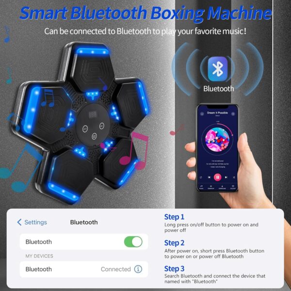 Music Boxing Machine, Wall Mount Punching Bag With Gloves, Bluetooth Target…