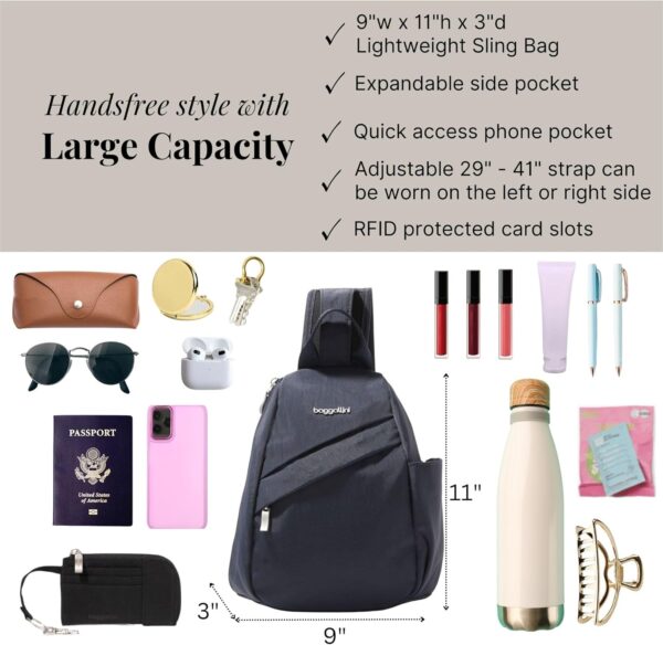Baggallini Medium Sling Backpack – Lightweight Sling Bag with Convertible…