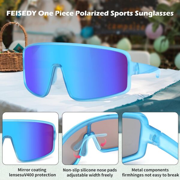 FEISEDY Sports Sunglasses, Polarized Oversized Shield for Women Men Youth, Baseball…