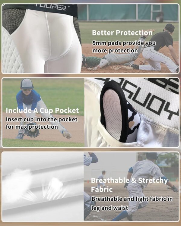 Youper Youth Elite Compression Padded Sliding Shorts w/Cup Pocket for Baseball, Football