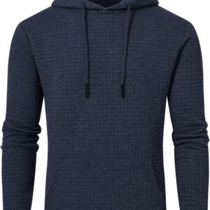 YuKaiChen Men’s Hoodies Pullover Casual Plaid Jacquard Kangaroo Pockets Drawstring…