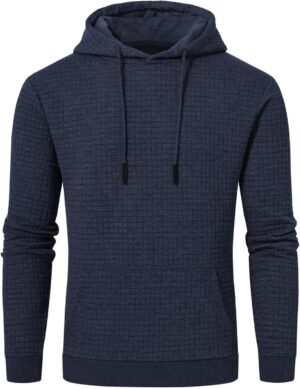 YuKaiChen Men’s Hoodies Pullover Casual Plaid Jacquard Kangaroo Pockets Drawstring…