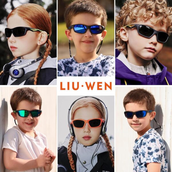 LIUWEN Kids Baseball Sports Polarized Sunglasses 2 Pack – Flexible Shades With Strap…