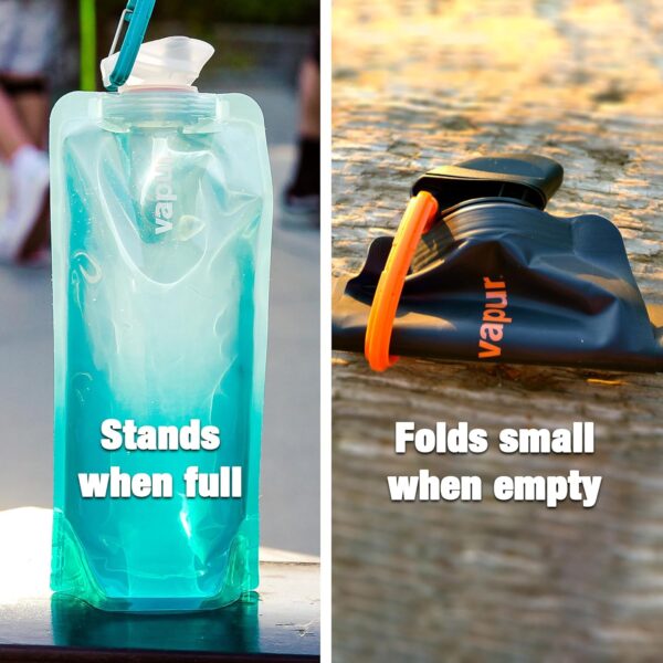 Vapur Flexible, Collapsible Wide Mouth Anti-Bottle with Detachable Carabiner,…