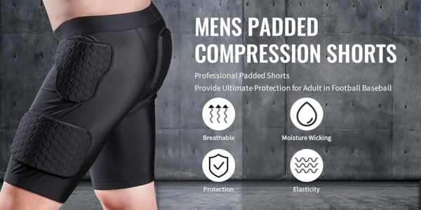Men’s Padded Compression Pants Protector or Football Baseball Soccer Basketball Girdle