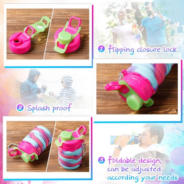 8 Pcs Collapsible Water Bottles Silicone Travel 16 oz Reusable Leakproof Foldable…