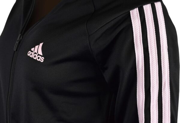 adidas Women’s Essentials Tricot 3-Stripe Full-Zip Track Jacket – Black/Pink – M