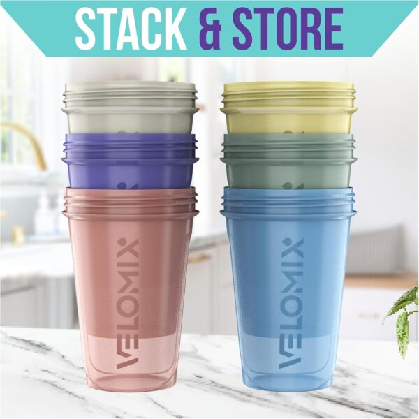 -6 PACK- 20 OZ Protein Shaker Bottles for Protein Mixes, Shaker Cups for Protein…