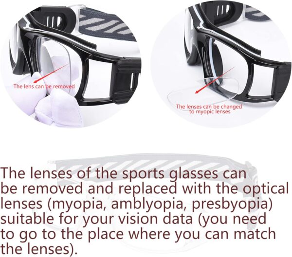 Sports Goggles Glasses – Basketball Protective Eyewear with Removable Lens and…