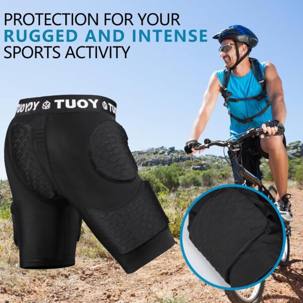 Men’s Padded Football Girdle Compression 5-Pads Integrated Football Pads with Hip Tail…