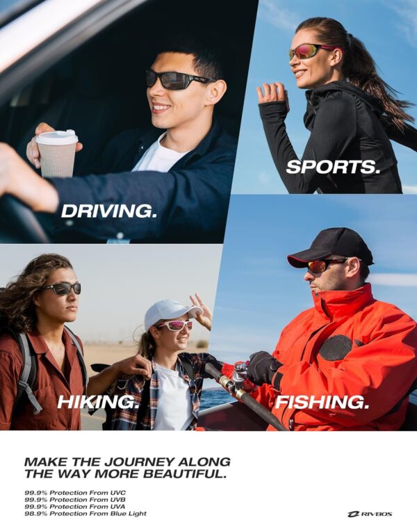 RIVBOS Polarized Sports Sunglasses Driving Sun Glasses Shades for Men Women Tr90 Frame…