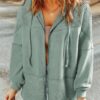 Dokotoo Waffle Knit Hoodies for Womens Zip Up Fall Outfits 2024 Drawstring Casual…