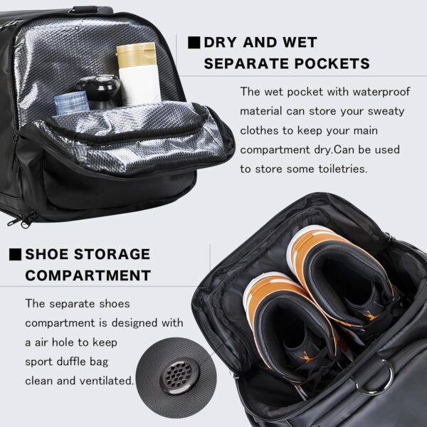 40L Travel Duffle Bag, 4-in-1 Large Gym Bag with Shoe & Wet Clothes and…