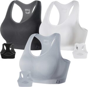 FITTIN Racerback Sports Bras for Women – Padded Seamless Support Bra for…