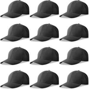 NOBONDO 12 Pack Unisex Baseball Caps – Bulk Wholesale Blank Plain Adjustable Hats for…