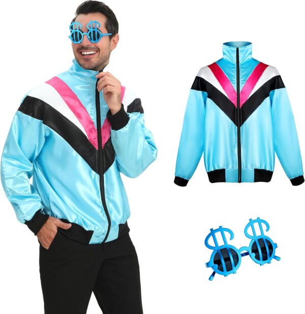 Leadtex Adult Long Sleeve Color Block Lightweight 80s Tracksuit,Zipper Front Retro…