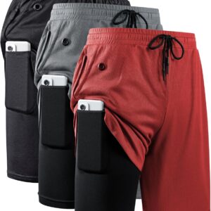 JWJ Men’s 2 in 1 Workout Running Shorts 7 Inch Lightweight Athletic Gym Shorts with…