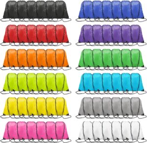 120 Pack Drawstring Bags Bulk, 12 Color Gym Drawstring Backpack Bulk for…