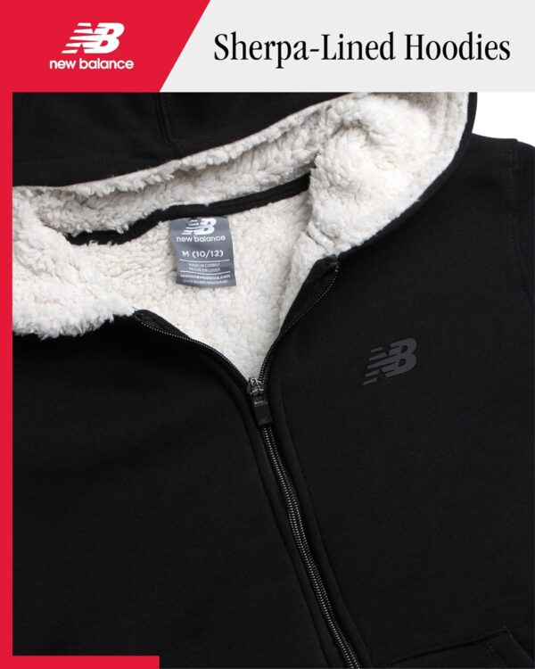 New Balance Boys’ Sweatshirt – Soft Fleece Full Zip Up Sherpa-Lined Hoodies for Boys -…