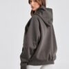 Lauweion Women Solid Basic Fleece Letter Loose Hoodie Sweatshirt Long Sleeve Kangaroo…