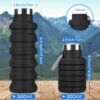 Collapsible Water Bottles, Reuseable BPA Free Silicone Foldable Water Bottle 16oz,…