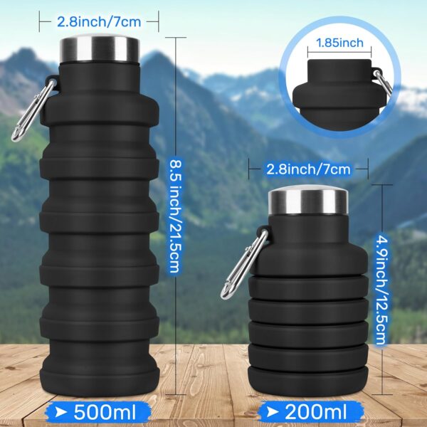 Collapsible Water Bottles, Reuseable BPA Free Silicone Foldable Water Bottle 16oz,…