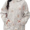 Womens Camo Hoodies Maple Leaf Print Oversized Hooded Sweatshirt Fleece Pullover...