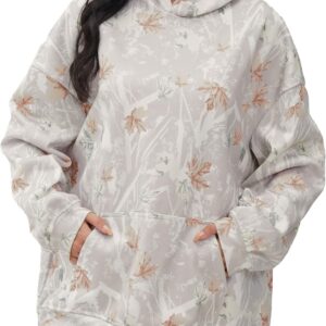 Womens Camo Hoodies Maple Leaf Print Oversized Hooded Sweatshirt Fleece Pullover…
