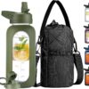 CIVAGO 32 oz Glass Water Bottle with Straw and Insulated Bottle Holder Sling,...