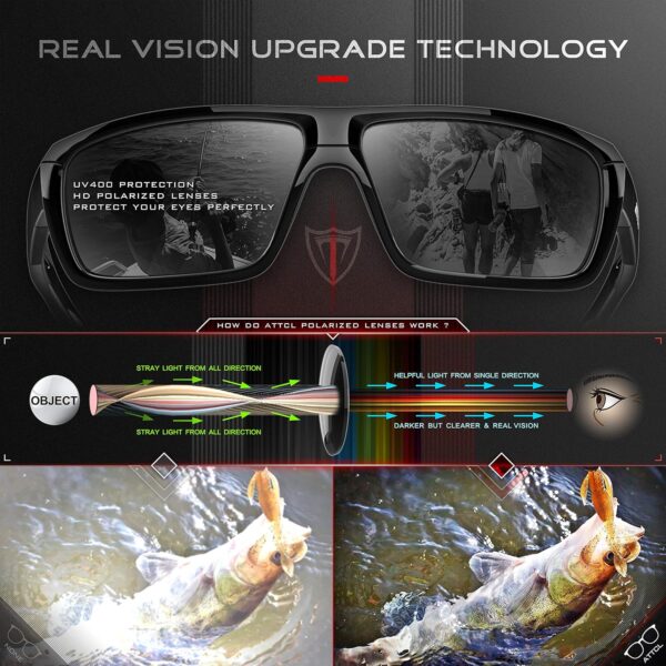 ATTCL Polarized Wrap Sunglasses For Men – Fishing Sports Glasses UV Protection