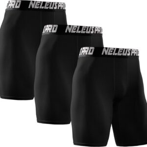 NELEUS Men’s 3 Pack Performance Compression Shorts