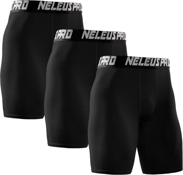 NELEUS Men’s 3 Pack Performance Compression Shorts