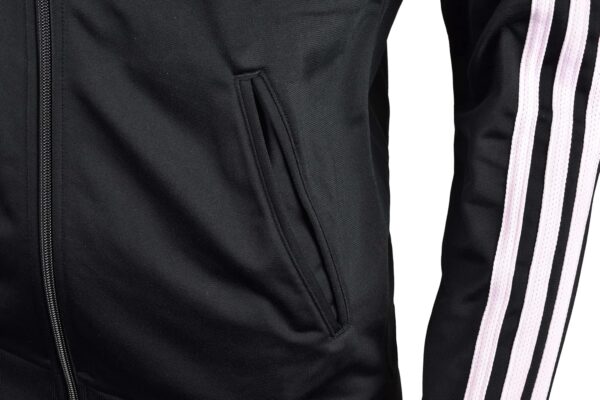 adidas Women’s Essentials Tricot 3-Stripe Full-Zip Track Jacket – Black/Pink – M