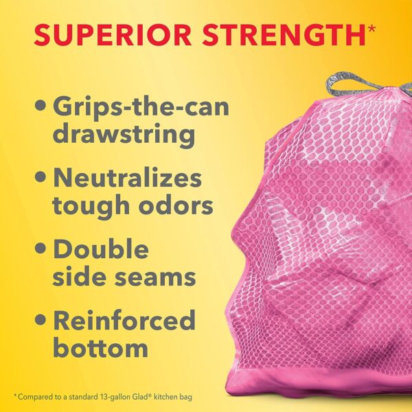 Glad ForceFlex MaxStrength Tall Kitchen Drawstring Trash Bags, 13 Gal, 90 Ct…