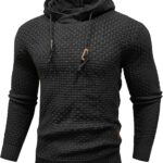 Zaitun Mens Hooded Sweatshirt Long Sleeve Solid Knitted Hoodie Pullover Sweater