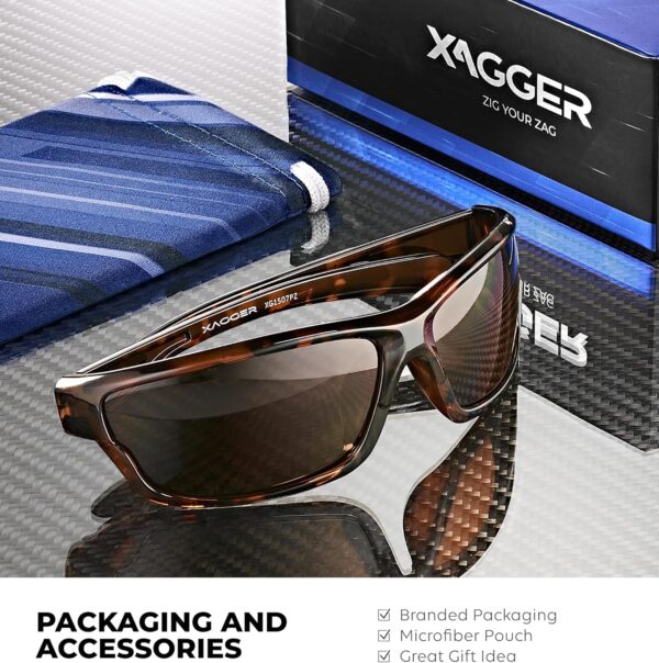 Xagger Polarized Wrap Around Sport Sunglasses for Men Women TR90 Frame
