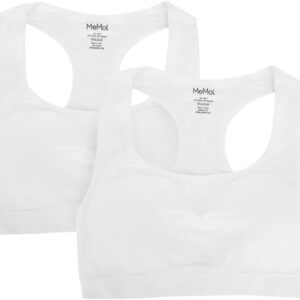 MeMoi Girls’ 2 Pair Pack Racerback Sports Training Bra