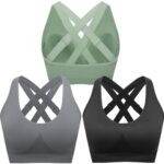 FITTIN Sports Bras for Women Padded: Adjustable Straps Cross Back Seamless...