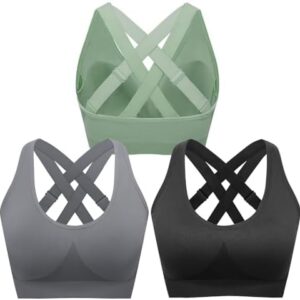 FITTIN Sports Bras for Women Padded: Adjustable Straps Cross Back Seamless…