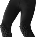 Topeter Youth Basketball Compression Pants with Knee Pads and Butt Pad, Kids 3/4 Capri...