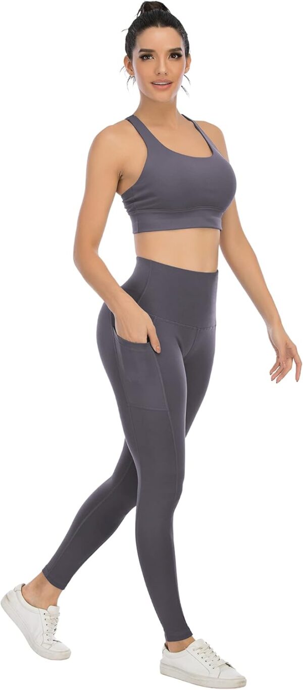 4 Pack Leggings with Pockets for Women,High Waist Tummy Control Workout Yoga…