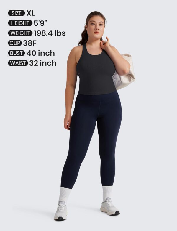 CRZ YOGA Womens Seamless Ribbed Longline High Neck Sports Bra – Racerback…