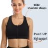 Zip Front Sports Bras for Women High Support Padded Push Up Strappy Back…