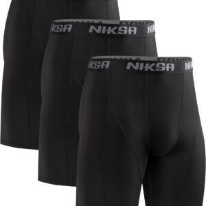 Niksa 3 Pack Compression Shorts Men, Spandex Athletic Workout Running Shorts…