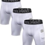 Mens Compression Shorts with Pocket 1/3 Pack- Running Athletic Workout Underwear...